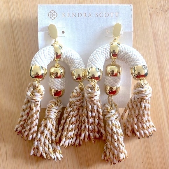 Brand New Kendra Scott Masie Tassel Statement Earrings 14k Gold Plated White - Picture 13 of 13